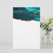Modern stijlvol Blauwgroen agate & Gold Ribbon op Briefpapier (Staand voorkant)