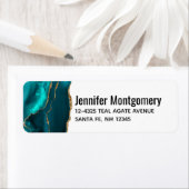 Modern stijlvol Blauwgroen agate & Gold Ribbon op  Etiket (Insitu)