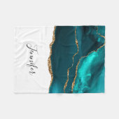 Modern stijlvol Blauwgroen agate & Gold Ribbon op Fleece Deken (Voorkant (Horizontaal))