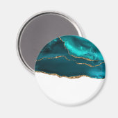Modern stijlvol Blauwgroen agate & Gold Ribbon op  Magneet (Voorkant / Achterkant)