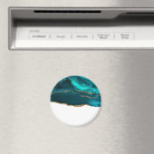 Modern stijlvol Blauwgroen agate & Gold Ribbon op  Magneet (Insitu (Vaatwasser))