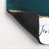 Modern stijlvol Blauwgroen agate & Gold Ribbon op  Muismat (Hoek)