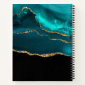 Modern stijlvol Blauwgroen agate & Gold Ribbon op  Notitieboek (Achterkant)