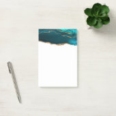 Modern stijlvol Blauwgroen agate & Gold Ribbon op  Post-it® Notes (Kantoor)