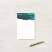 Modern stijlvol Blauwgroen agate & Gold Ribbon op  Post-it® Notes (Op bureau)