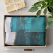 Modern stijlvol Blauwgroen agate & Gold Ribbon op  Tissuepapier (Geschenk)