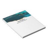 Modern stijlvol Blauwgroen en Gold Agate op wit Notitieblok (Schuin)