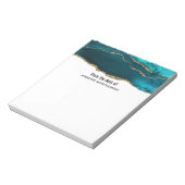 Modern stijlvol Blauwgroen en Gold Agate op wit Notitieblok (Linkerzijde)