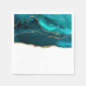 Modern stijlvol Blauwgroen en Gold Agate op wit Servet (Voorkant)