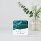 Modern stijlvol Blauwgroen en Gold Agate op wit Vierkante Visitekaartje (Staand voorkant)