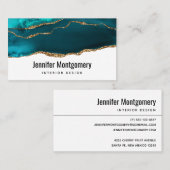 Modern stijlvol Blauwgroen en Gold Agate op wit Visitekaartje (Voorkant / Achterkant)