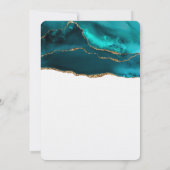 Modern Stijlvol Blauwgroen Goud & Wit Agaat Bruilo Kaart (Achterkant)