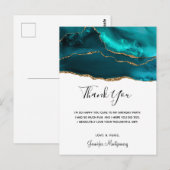 Modern stijlvol Blauwgroen goud & witte agaat dank Briefkaart (Voorkant / Achterkant)