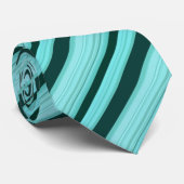 Modern stijlvol Blauwgroen striped patroon Stropdas (Opgerold)