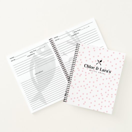 Modern stijlvol blush polka dot blanco recept boek (Binnen)