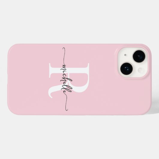 Modern stijlvol blush roze script monogram Initiaa Case-Mate iPhone Case (Achterkant (horizontaal))
