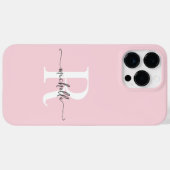 Modern stijlvol blush roze script monogram Initiaa Case-Mate iPhone Case (Achterkant (horizontaal))
