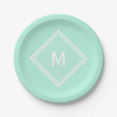 Modern stijlvol Bord Mint Green Custom Monogram (Voorkant)
