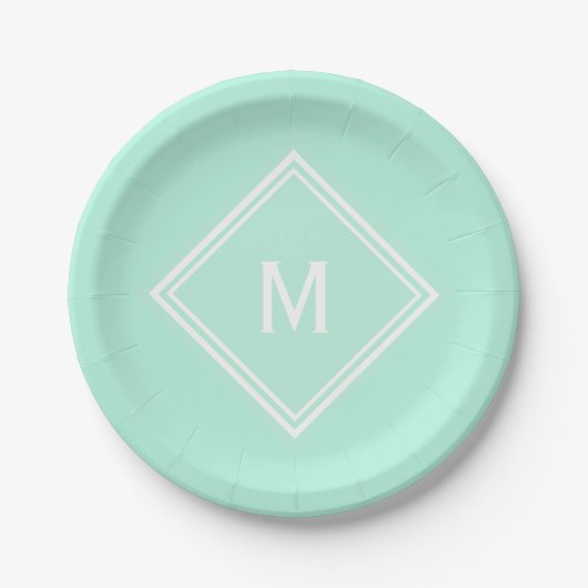 Modern stijlvol Bord Mint Green Custom Monogram (Voorkant)