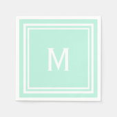 Modern Stijlvol Bord Mint Green Monogram Servet (Voorkant)