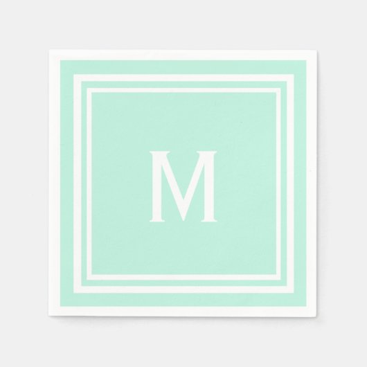 Modern Stijlvol Bord Mint Green Monogram Servet (Voorkant)