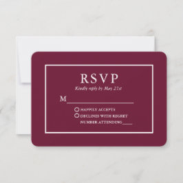 Modern Stijlvol Bourgundy Wedding RSVP Kaartje
