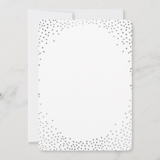 MODERN STIJLVOL BRUILOFT mini zilveren confetti zw Kaart (Achterkant)