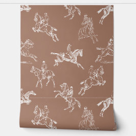 Modern stijlvol bruin wit paardrijden toilet behang