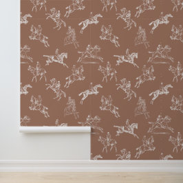 Modern stijlvol bruin wit paardrijden toilet behang