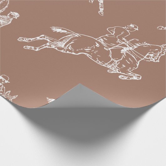 Modern stijlvol bruin wit paardrijden toilet cadeaupapier (Hoek)