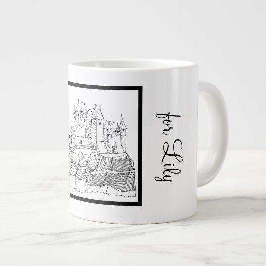 Modern stijlvol Castle Black and White Grote Koffiekop (Voorkant rechts)