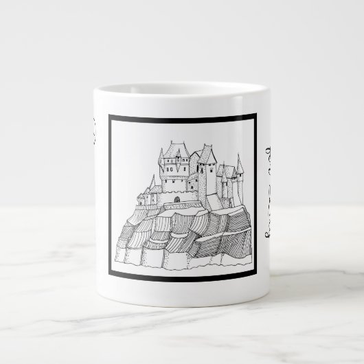 Modern stijlvol Castle Black and White Grote Koffiekop (Voorkant)