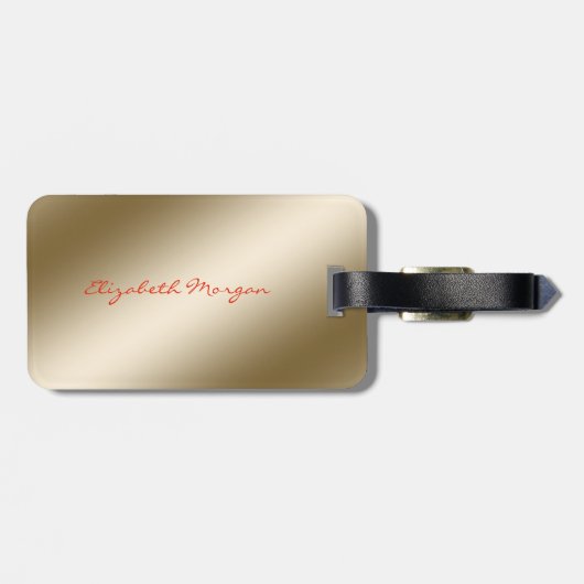 Modern stijlvol Chic Gold - Red Lips, op maat gema Bagagelabel (Achterkant horizontaal)