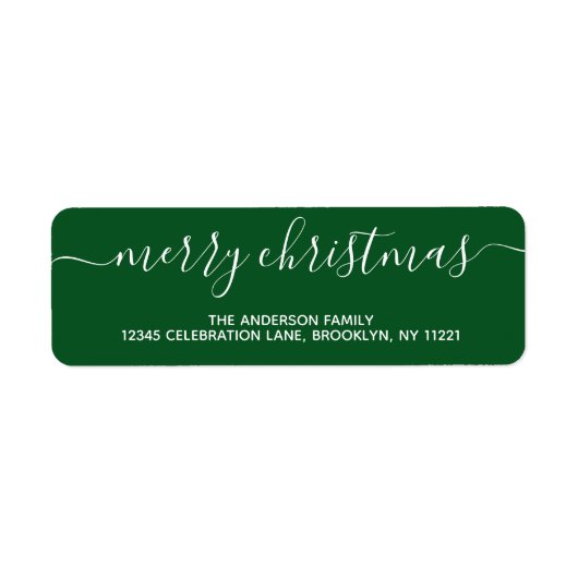 Modern stijlvol Chic Green Merry-kerstscript Etiket (Voorkant)