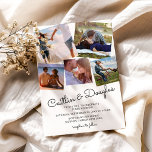 Modern Stijlvol Couple 6 Foto Wedding Invitation Kaart<br><div class="desc">Nodig je vrienden en familie uit om je trouwdag te vieren met deze hedendaagse huwelijksuitnodigingen. Met 6 foto's op een schone,  heldere witte achtergrond met scripted namen en een elegante sjabloon die eenvoudig aan te passen is.</div>