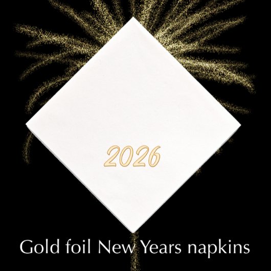 Modern Stijlvol Custom 2026 New Years Party Gold Folie Servetten