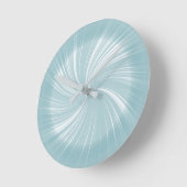 Modern stijlvol Cyaan Blue Radiant Twirl Pattern Ronde Klok (Hoek)