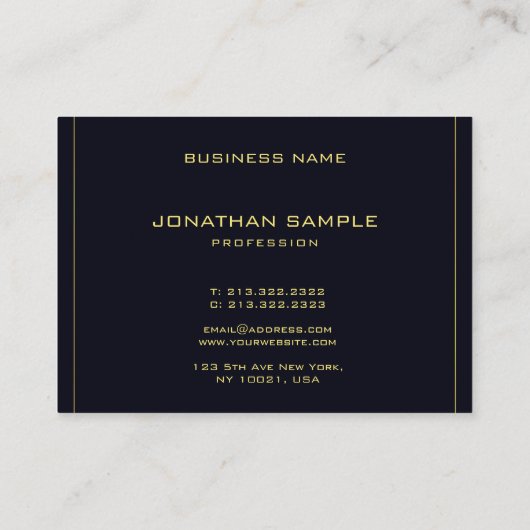 Modern stijlvol design elegant Black Gold-Sjabloon Visitekaartje (Achterkant)