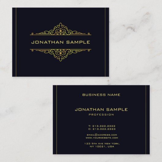 Modern stijlvol design elegant Black Gold-Sjabloon Visitekaartje (Voorkant / Achterkant)