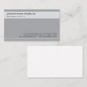 Modern stijlvol design grijs minimalistisch effen visitekaartje (Voorkant / Achterkant)