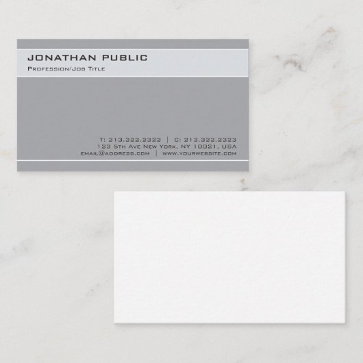 Modern stijlvol design grijs minimalistisch effen visitekaartje (Voorkant / Achterkant)