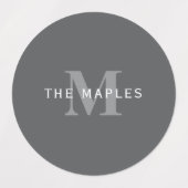 Modern Stijlvol Donkergrijs Monogram & Naam Labels (Design 2)