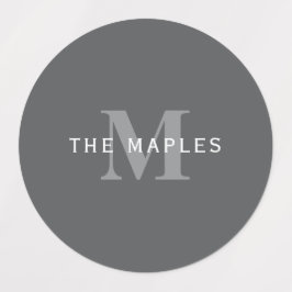 Modern Stijlvol Donkergrijs Monogram & Naam Labels