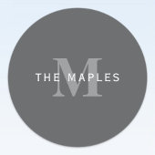 Modern Stijlvol Donkergrijs Monogram & Naam Labels