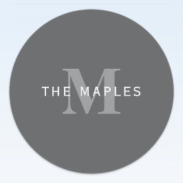 Modern Stijlvol Donkergrijs Monogram & Naam Labels