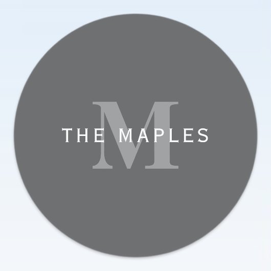 Modern Stijlvol Donkergrijs Monogram & Naam Labels