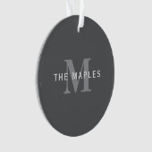 Modern Stijlvol Donkergrijs Monogram & Naam Ornament (voorkant)