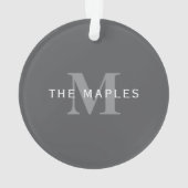 Modern Stijlvol Donkergrijs Monogram & Naam Ornament (achterkant)