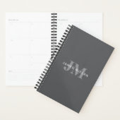 Modern Stijlvol Donkergrijs Monogram & Naam Planner (Display)