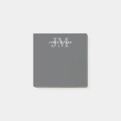 Modern Stijlvol Donkergrijs Monogram & Naam Post-it® Notes (Voorkant)